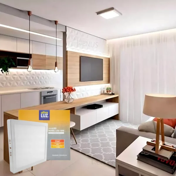 Painel Plafon Ultraluz Led 18w 6500k Sobrepor Branco Frio - Image 6