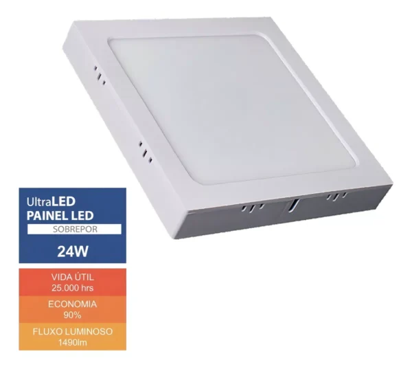 Painel Plafon Ultraluz Led 24w Sobrepor Branco Frio Bivolt - Image 3