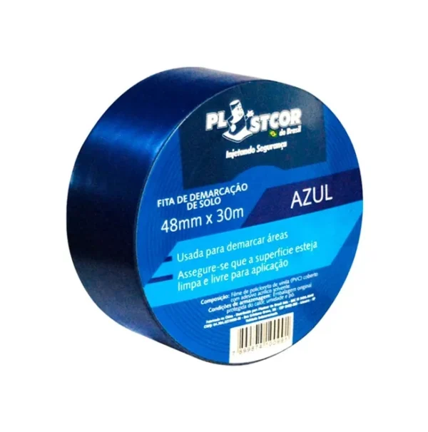 Fita de Demarcação Adesiva 48mm x 30m Azul - Plastcor