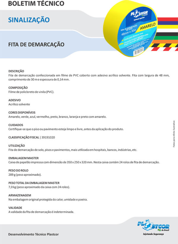 Fita Demarcação Adesiva  48mm x 30m Zebrada Plastcor - Image 2
