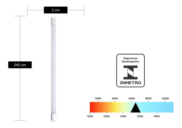 Lâmpadas Led Tubular 40w T8 4000k 240cm Bivolt - Image 7