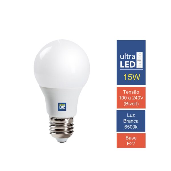 Kit 20 Lâmpada Led 15w 6500k Bulbo E27 Branco Frio Bivolt - Image 2