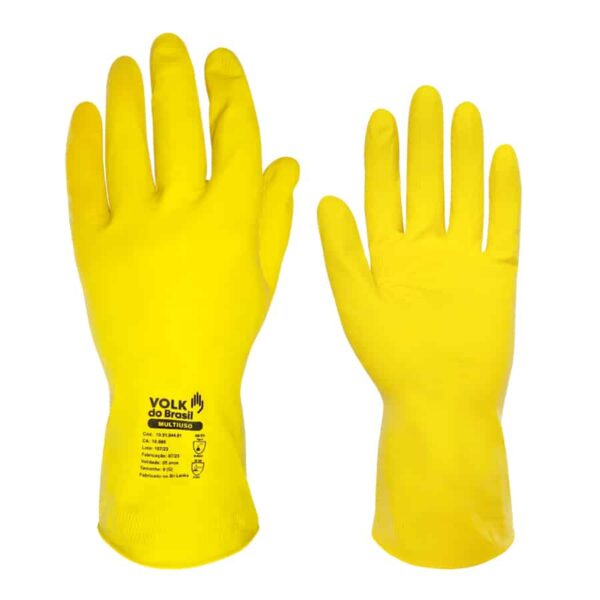 Luva Volk Latex Multiuso Slim Amarela Com Forro Ca 38310/45628