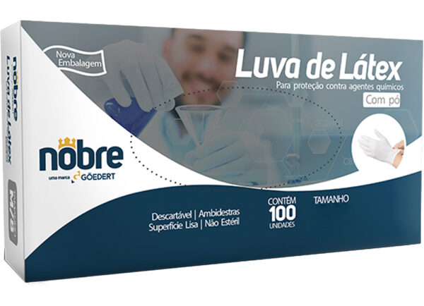 Luva de Látex com Pó Tam 8 M cx c/ 100 Uni Nobre CA 37166
