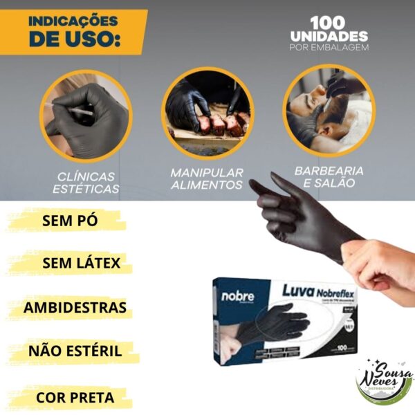 Luva Preta Sem Pó cx 100 Unidades Tamanho M - Image 3