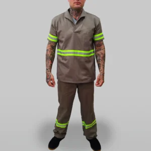 CAMISA OPERACIONAL CINZA C/FAIXA REFLETIVA MANGA CURTA SERVCOM