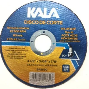 DISCO CORTE AÇO INOX 4.1/2" X 3/64" X 7/8" KALA