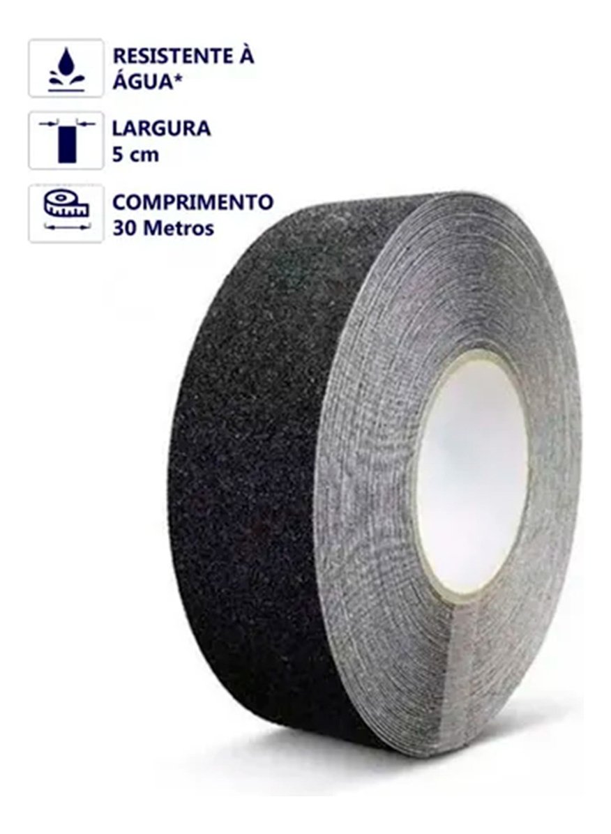 FITA ANTIDERRAPANTE PRETA 50MM X 30M - PLASTCOR PRETO - Imagem 8