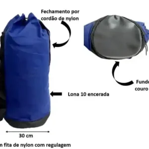 SACOLA P/ CORDAS LINHA VIDA EM LONA 700X300MM FESON - AZUL