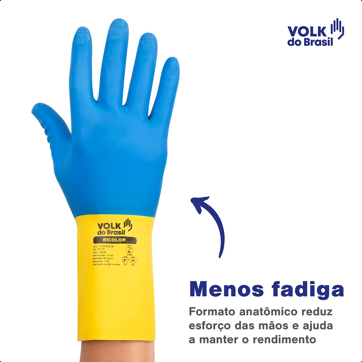 LUVA VOLK LÁTEX E NEOPRENE BICOLOR STD CA 16779 T M/08 - Imagem 6