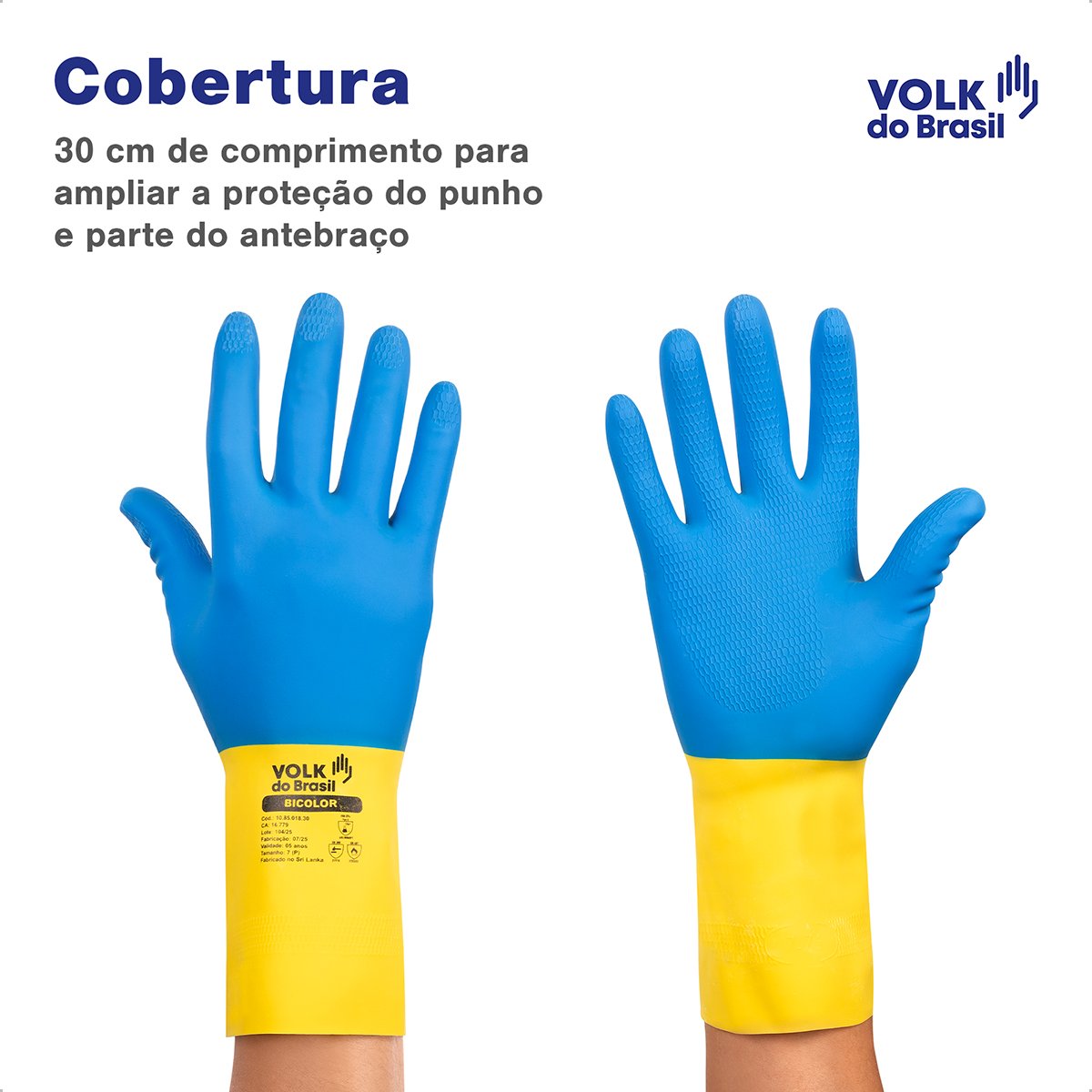 LUVA VOLK LÁTEX E NEOPRENE BICOLOR STD CA 16779 T M/08 - Imagem 7
